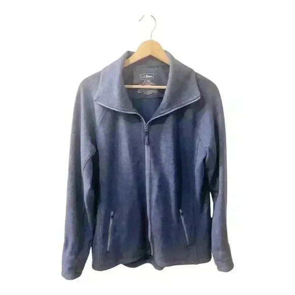 L.L. Bean Jacket Womens Size M Blue Herringbone Full Zip Performance UPF 50 Hike - Picture 1 of 6